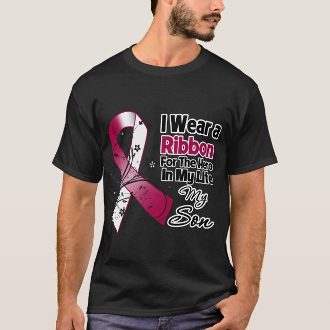Camiseta Héroe del hijo en mi cáncer del cuello de la (Anverso)