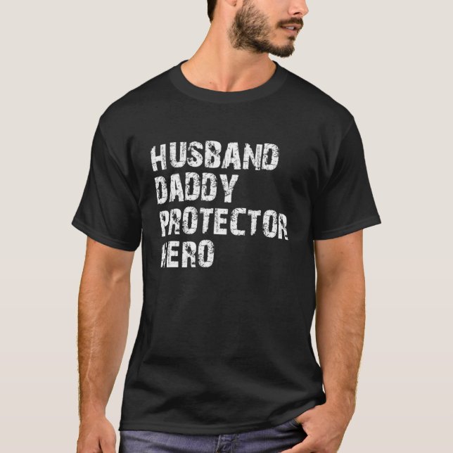 Camiseta Héroe Del Protector Papi Del Marido De Los Hombres (Anverso)