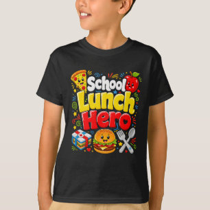 Camiseta Héroe divertido de la comida escolar trabajador de
