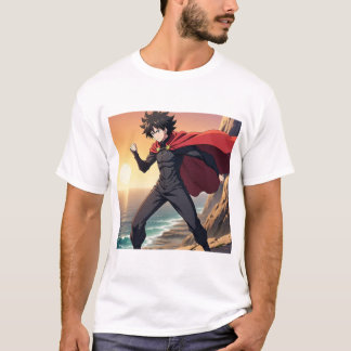 Camiseta Héroe Épico de Anime al Atardecer – Guerrero Poder