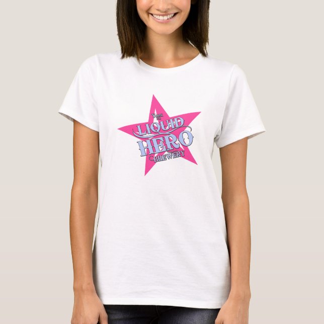 Camiseta Héroe líquido - etiqueta rosada (Anverso)