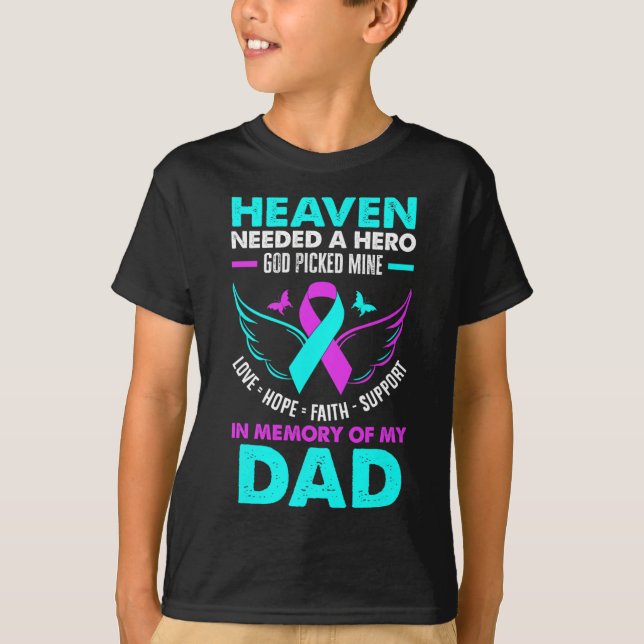 Camiseta Héroe necesitado del cielo, Dios eligió a mi papá  (Anverso)