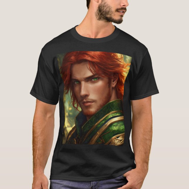 Camiseta Héroe Red-Haired Swordsman Fantasy T-Shirt (Anverso)