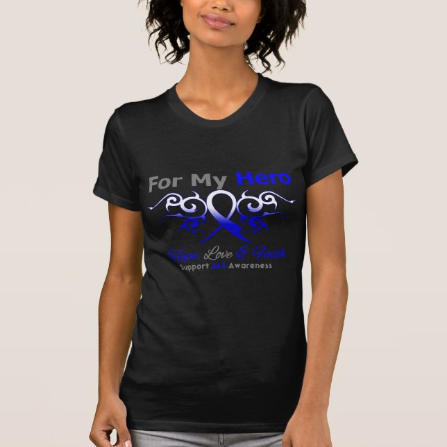 Camiseta Héroe tribal de la cinta de la enfermedad del ALS (Anverso)