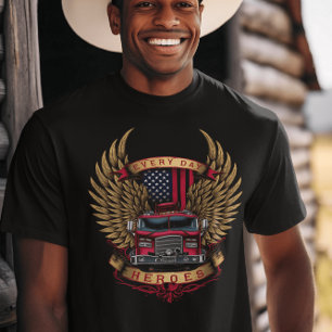 Camiseta Héroes de camiones de bomberos con alas