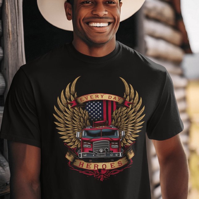 Camiseta Héroes de camiones de bomberos con alas (Subido por el creador)