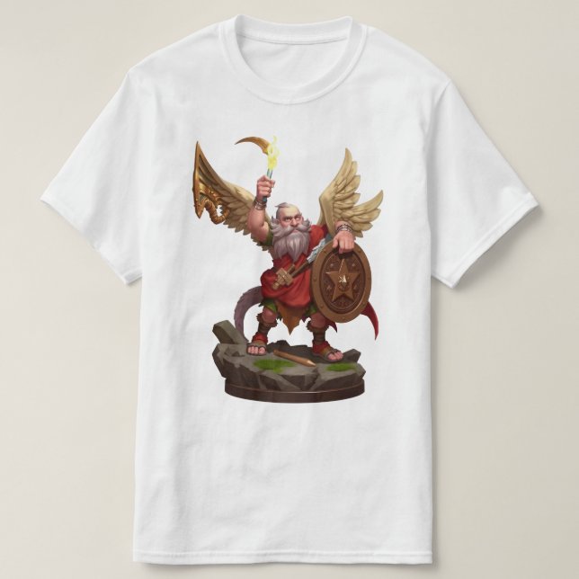 Camiseta Heroic Winged Dwarf Warrior Fantasy Art T-Shirt (Diseño del anverso)