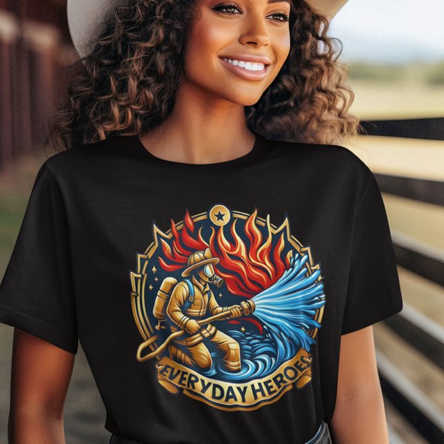 Camiseta Heroico bombero luchando contra incendios (Subido por el creador)