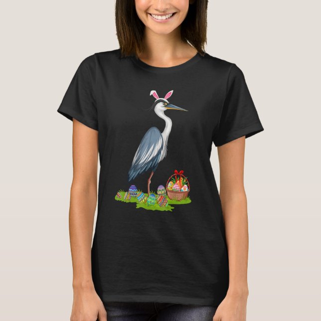 Camiseta Heron Bird Easter Eging Hunting Bunny Heron Easter (Anverso)