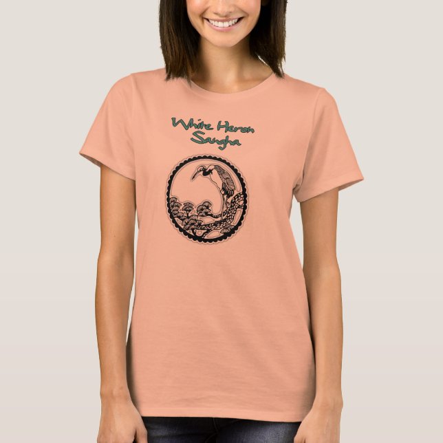 Camiseta Heron blanca y cuello de mujer Sangha TShirt (Anverso)