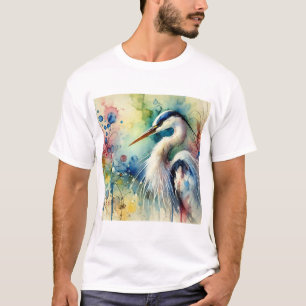 Camiseta Heron in a serene landscape 061024AREF138 - Waterc