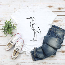 Camiseta Heron Line Art – Minimalist Bird Illustration