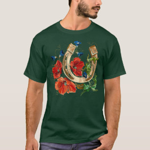 Camiseta Herradura dorada y amapolas rojas 2