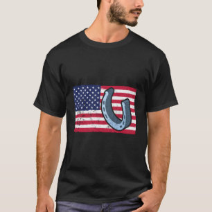 Camiseta Herradura Lanzando Bandera Estadounidense Horsesho