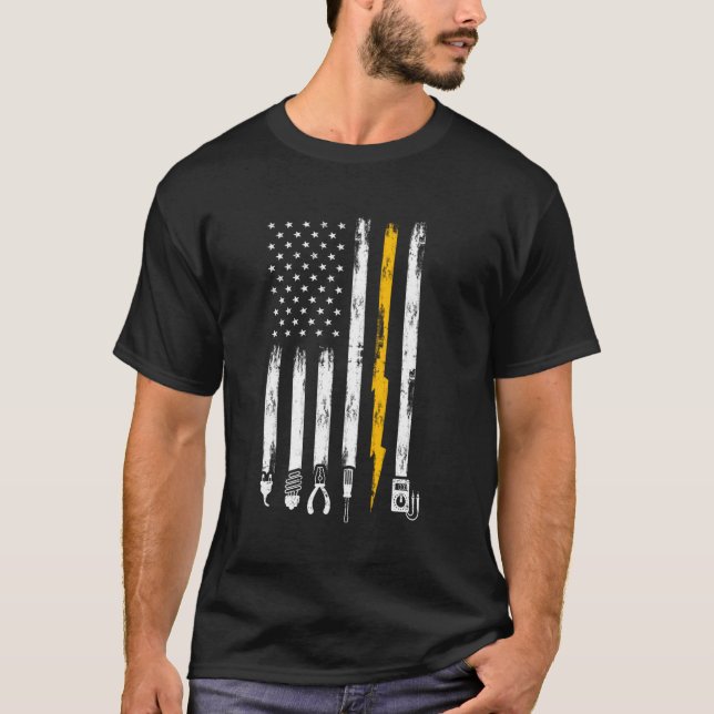 Camiseta Herramientas De Bandera De Ee.Uu. Para Electricist (Anverso)