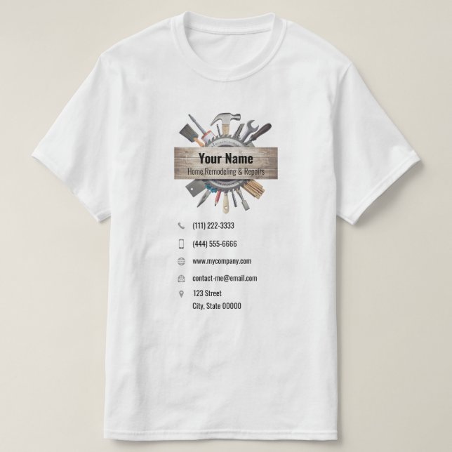 Camiseta Herramientas de contratista para el personalizable (Diseño del anverso)