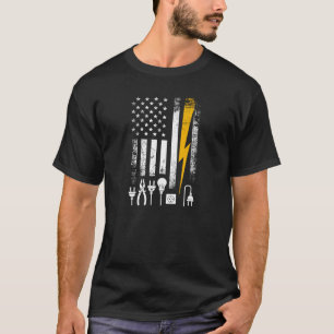 Camiseta Herramientas de electricista liniero de bandera es