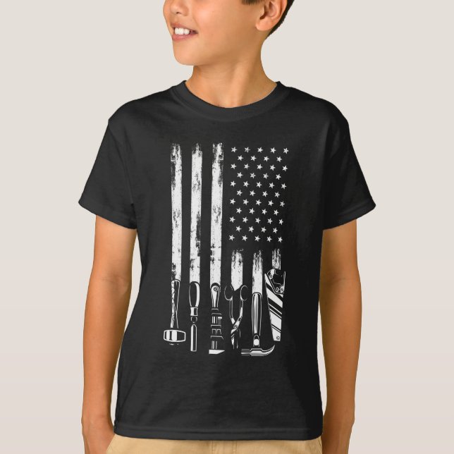 Camiseta Herramientas de garaje de la bandera estadounidens (Anverso)