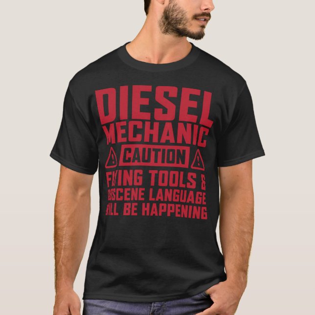 Camiseta Herramientas de volado mecánico diesel divertidas (Anverso)