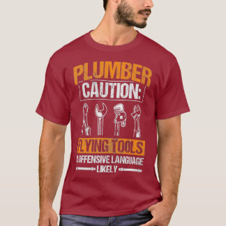 Camiseta Herramientas de vuelo de precaución Fontanería de