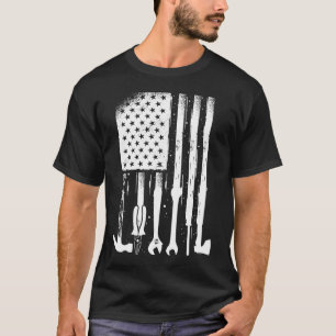 Camiseta Herramientas mecánicas de la bandera de Estados Un