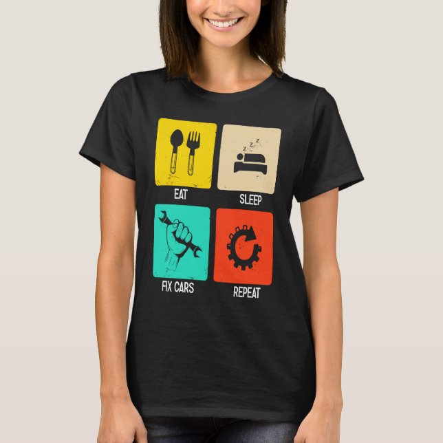 Camiseta Herramientas mecánicas de reparación de coches par (Anverso)