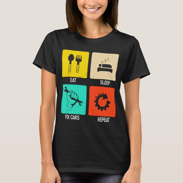 Camiseta Herramientas mecánicas de reparación de coches par (Anverso)