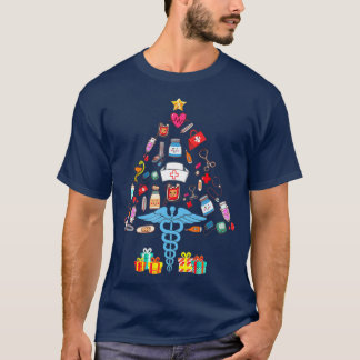 Camiseta Herramientas Médicas De Árbol De Navidad Enfermera