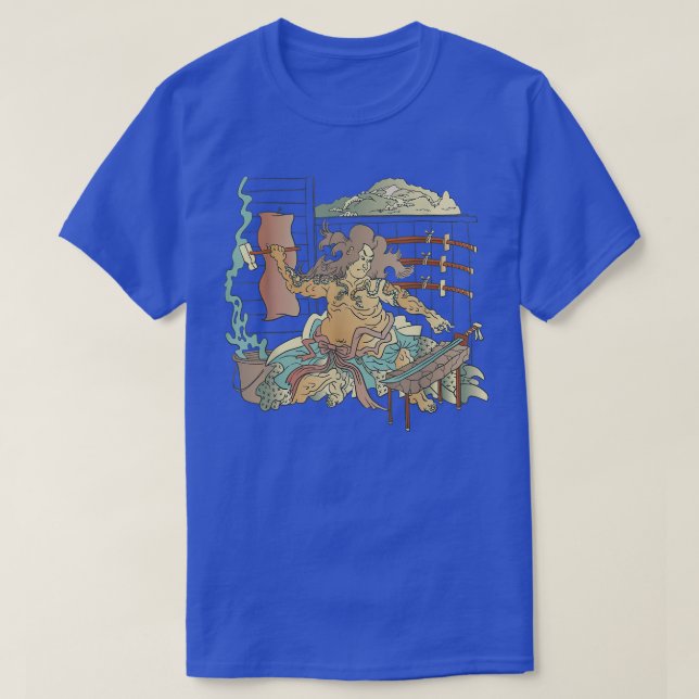 Camiseta Herrero de Guerrero de Samurai Retro Japonés  (Diseño del anverso)