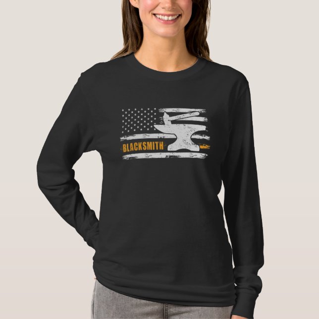 Camiseta Herrero Martillo Anvil Bandera Cuchilla Maker Acer (Anverso)