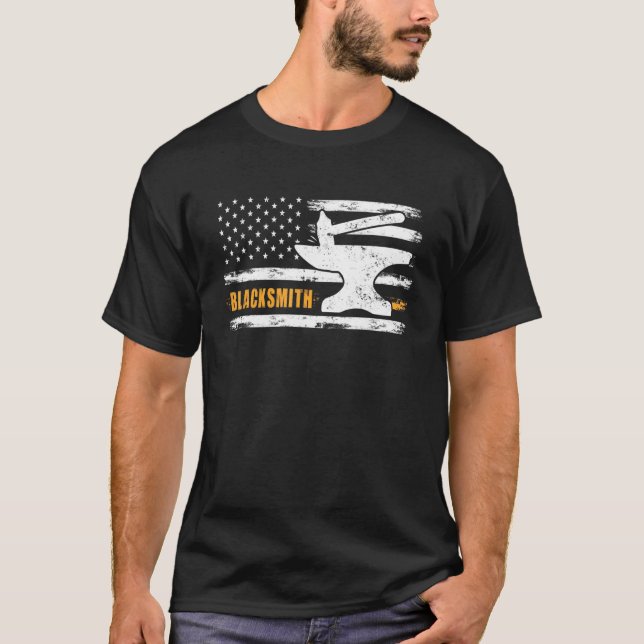 Camiseta Herrero Martillo Anvil Bandera Cuchilla Maker Acer (Anverso)
