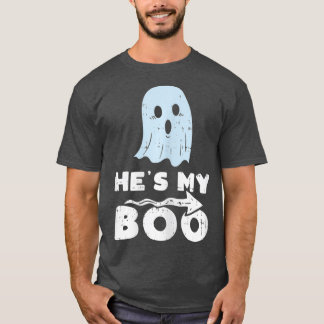 Camiseta Hes My Boo Cute Matching Couple Halloween