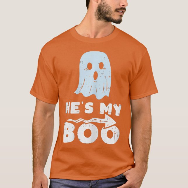 Camiseta Hes My Boo Cute Matching Couple Halloween  (2) (Anverso)