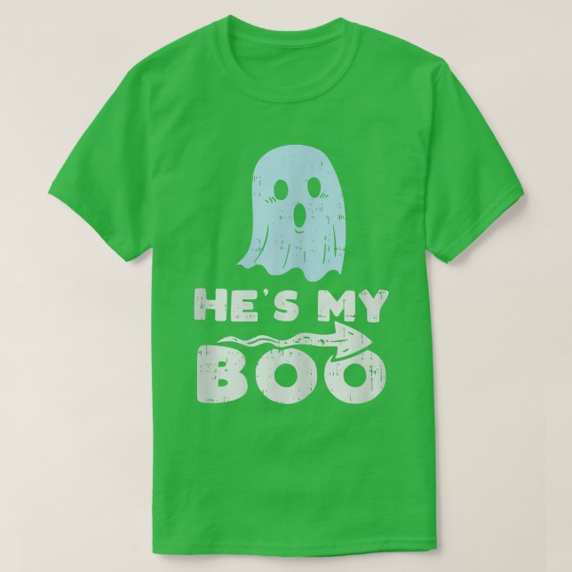 Camiseta Hes My Boo Cute Pareja Matanza Costuma Halloween (Diseño del anverso)