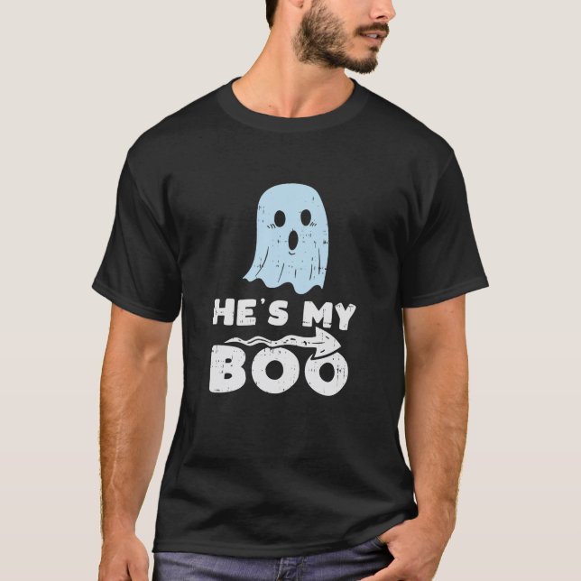 Camiseta Hes My Boo Cute Pareja Matanza Costuma Halloween (Anverso)