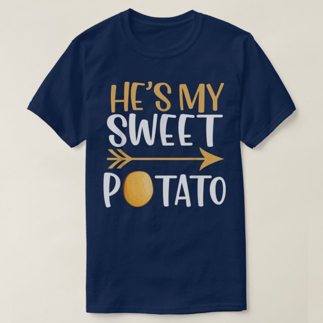 Camiseta He's My Sweet Potato Funny Thanksgiving Couple Mat (Diseño del anverso)
