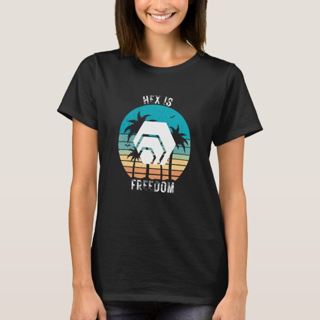 Camiseta Hex es Freedom Crypto Cryptocurrency Beach Vintage (Anverso)