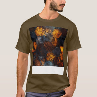 Camiseta Hexageres cristalinos de la madera geométrica en A