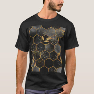 Camiseta Hexagón de Mármol, Textura de las hojas de oro.