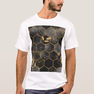 Camiseta Hexagón de Mármol, Textura de las hojas de oro.