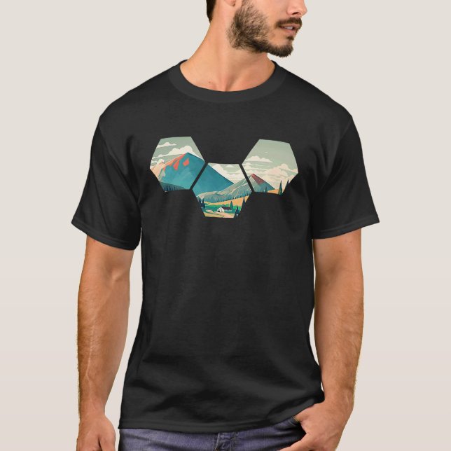 Camiseta Hexagon Mountains I Geometric Shape Wilderness Nat (Anverso)