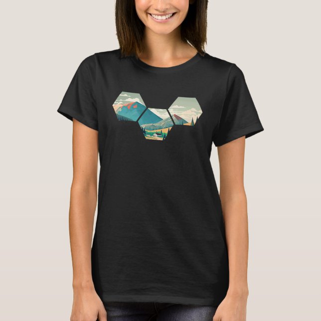 Camiseta Hexagon Mountains I Geometric Shape Wilderness Nat (Anverso)