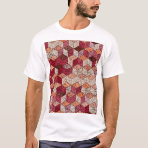 Camiseta Hexagones bordados: Impresión de arte bohemio.