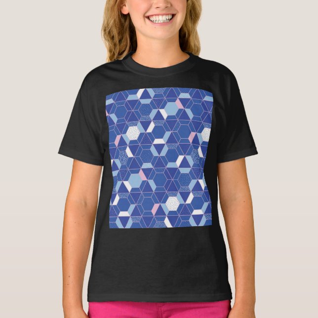Camiseta Hexagones, triángulos: patrón abstracto geométrico (Anverso)