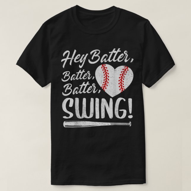 Camiseta Hey Batter Swing Baseball Heart Mom Cute Womens Mo (Diseño del anverso)