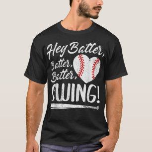 Camiseta Hey Batter Swing Baseball Heart Mom Cute Womens Mo