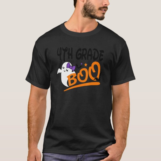 Camiseta Hey Boo 4º grado Boo Chica Escuela de Niños Hallo (Anverso)
