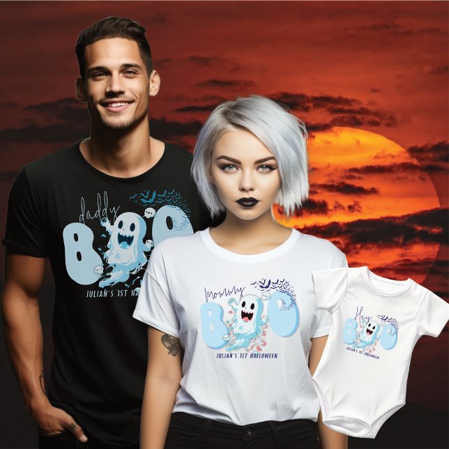 Camiseta Hey Boo Cute Blue Bat Ghost Baby Boy 1ª Halloween (Subido por el creador)