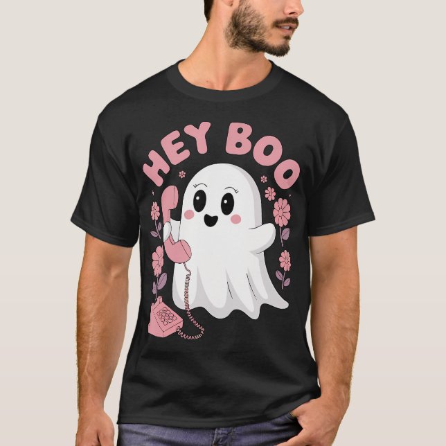 Camiseta Hey Boo Cute Fantasma Graciosa Chicas Halloween Ni (Anverso)
