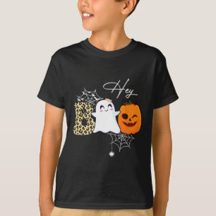 Camiseta Hey Boo Cute Ghost Pumpkin Face Halloween